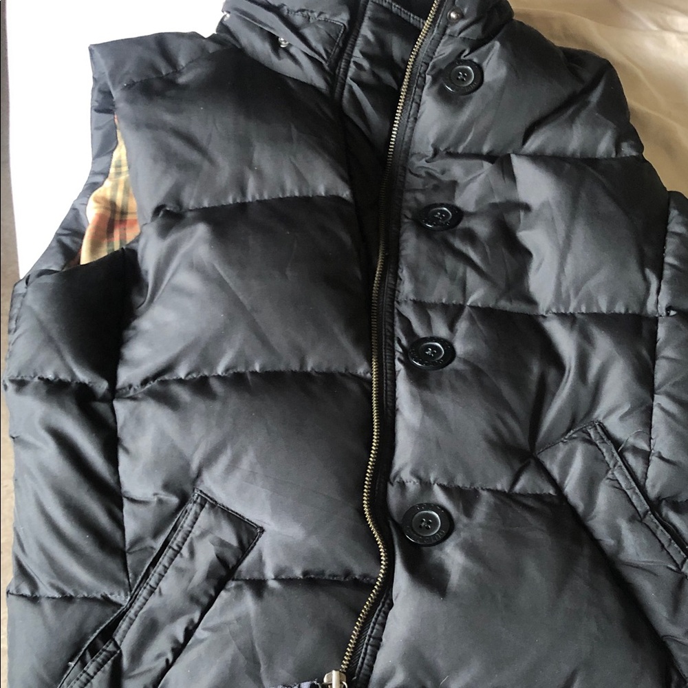 Roots Black Quilted Puffer Vest with Button Front